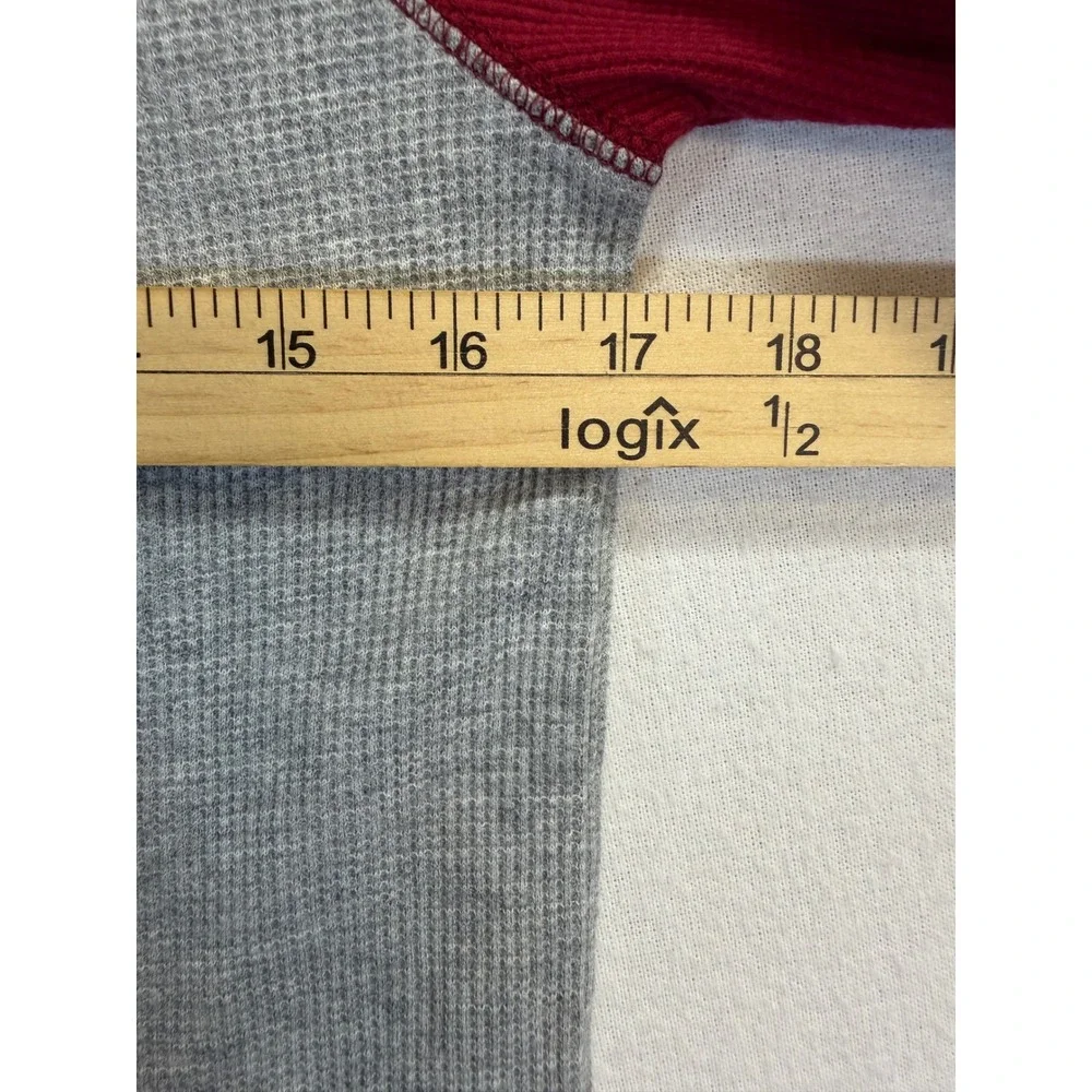 Old Navy Kids Grey Burgundy Raglan Waffle Knit Thermal Shirt Size M 8 Baseball